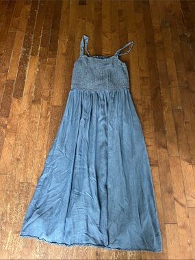 Blue Maxi Sundress with Smocked Bodice